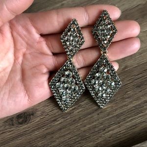 Bebe Statement gunmetal Gray and gold earrings